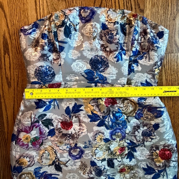 J.Crew Collection Silver Floral Jacquard Copenhagen Strapless Dress NWT Size 10 - Picture 11 of 16